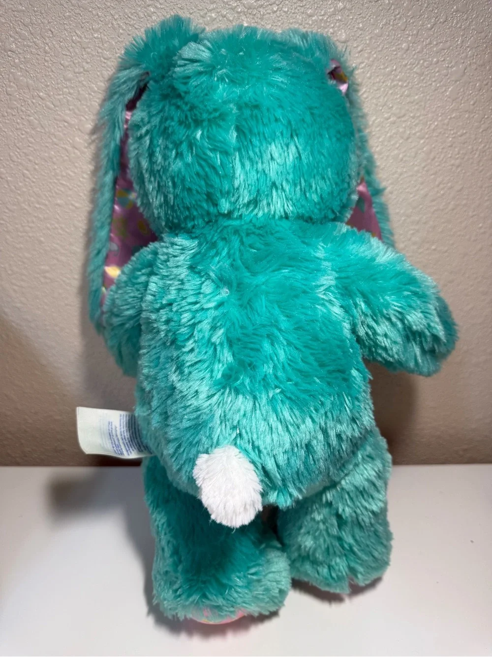 Build-A-Bear Teal Bunny Plush with Pink Nose and Paw Patch